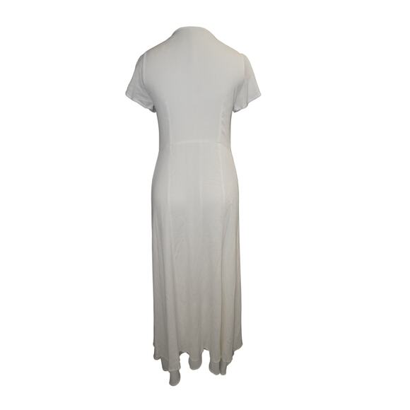 Lulus White Wrap Maxi Dress Flutter Sleeve Tie Waist Slit Boho Women’s M - Picture 8 of 15